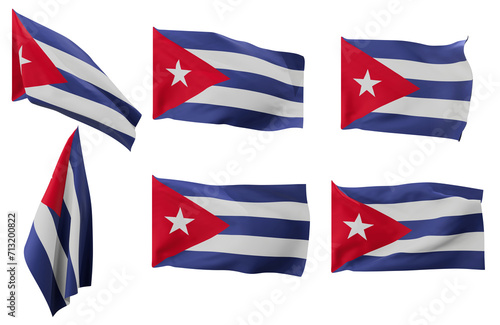 Large pictures of six different positions of the flag of Cuba