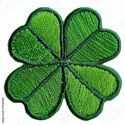 A green four leaf clover embroidered patch badge for st Patrick's day