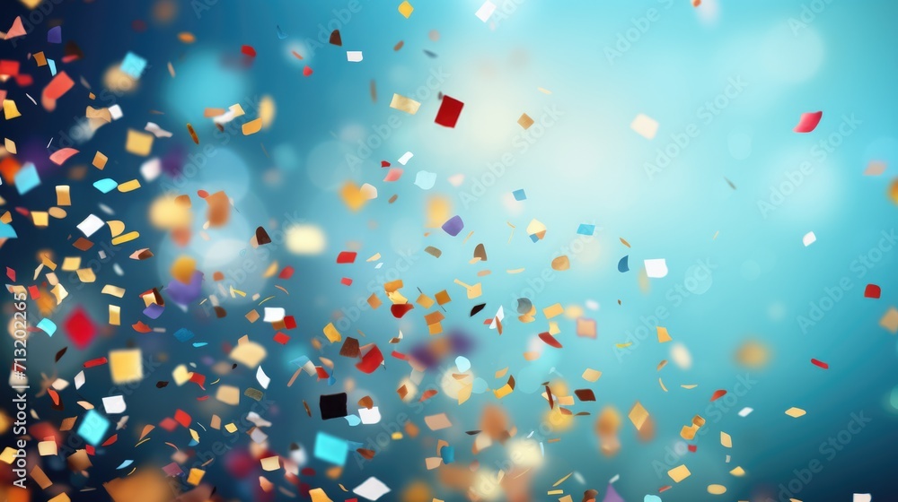Celebration and colorful confetti party on blue abstract background ...
