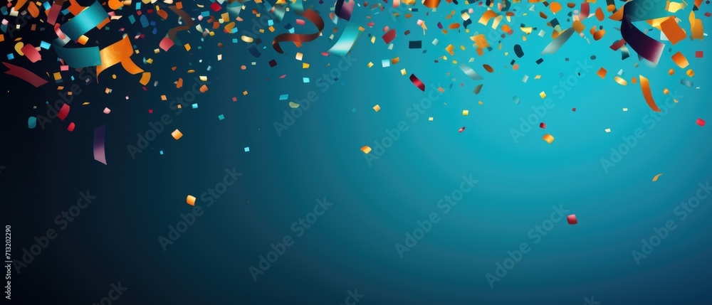 Celebration and colorful confetti party on blue abstract background - obrazy, fototapety, plakaty 