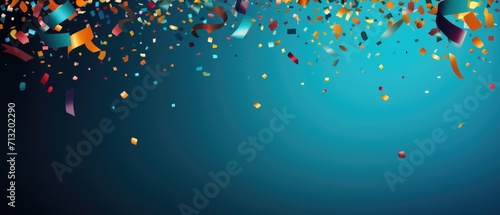 Celebration and colorful confetti party on blue abstract background