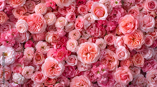 Background  pink roses on Valentine s Day as a symbol of love   top view. 