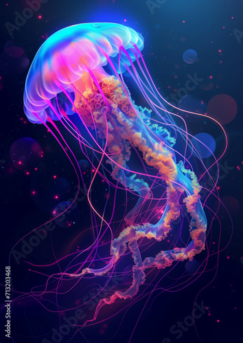 Neon Jellyfish Ocean Jelly Fish © GeertJan