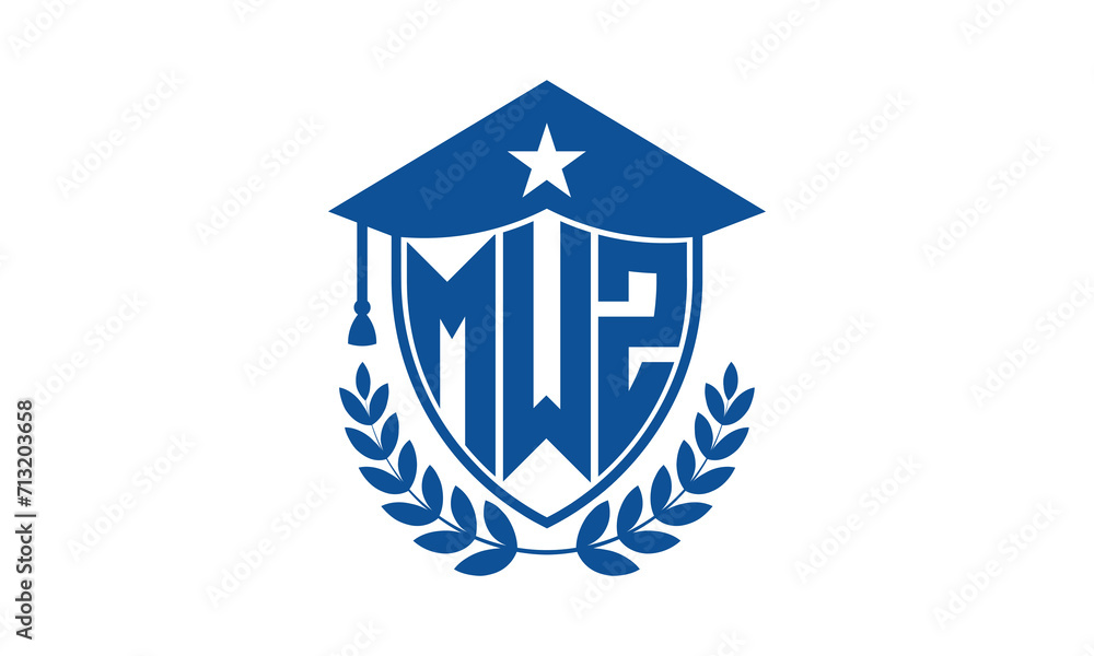 MWZ three letter iconic academic logo design vector template. monogram, abstract, school, college, university, graduation cap symbol logo, shield, model, institute, educational, coaching canter, tech MWZ three letter iconic academic logo design vector template. monogram, abstract, school, college, university, graduation cap symbol logo, shield, model, institute, educational, coaching canter, tech