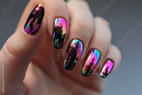 Fotografiet Metallic nail art manicure