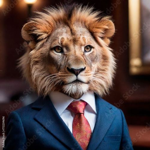 little lion in business suit fantasy art