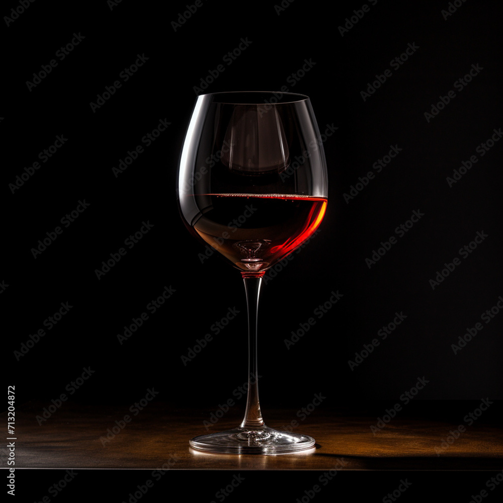 A glass of wine on a black background created with Generative Ai A glass of wine on a black background created with Generative Ai