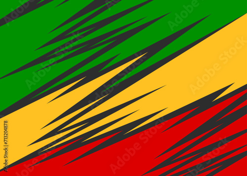Abstract background with diagonal spike pattern and with Rastafari color theme