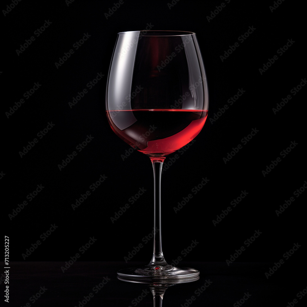 A glass of wine on a black background created with Generative Ai A glass of wine on a black background created with Generative Ai