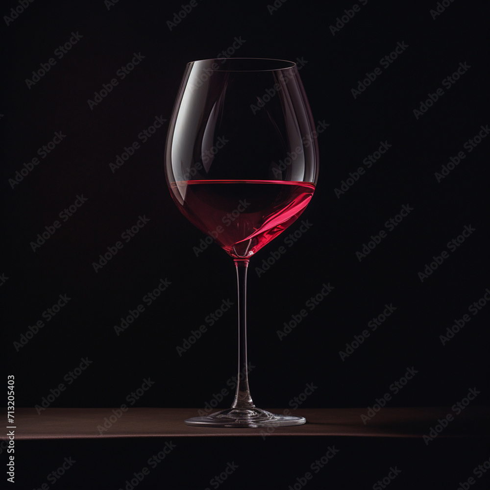 A glass of wine on a black background created with Generative Ai A glass of wine on a black background created with Generative Ai
