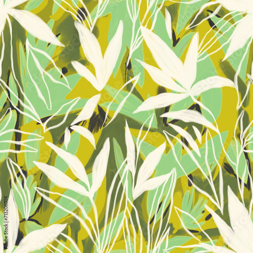 seamless monochrome pattern with graphic scattered flowers