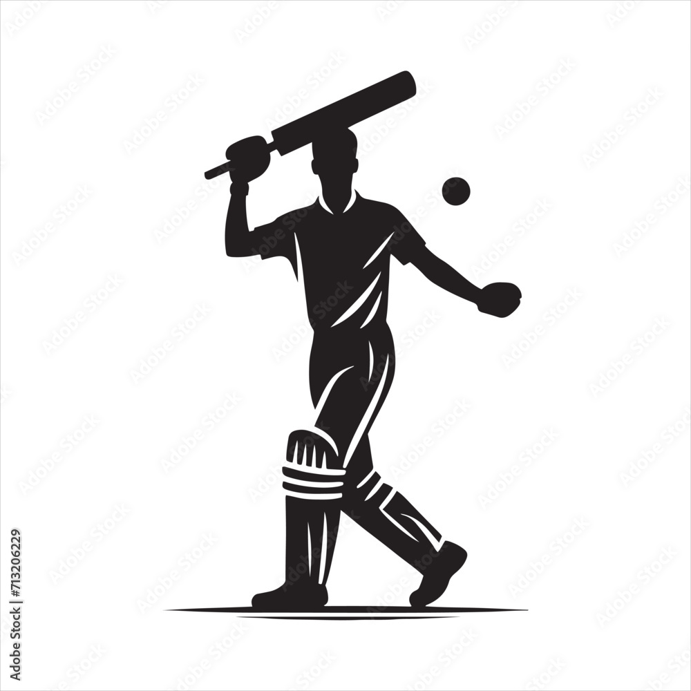 Precision Performers: Cricket Silhouette Series Capturing the Precision and Performance in Cricket - Cricket Illustration - Athlete Vector
