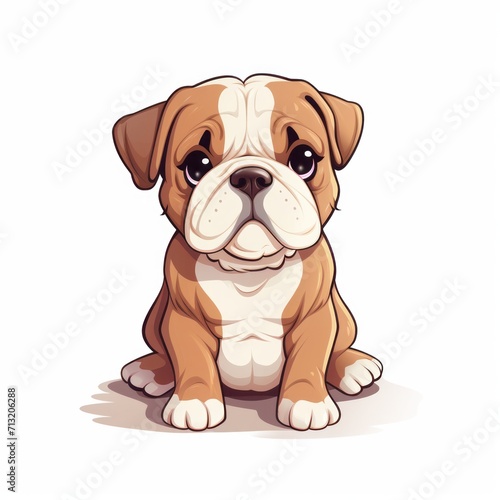 English_bulldog in kawaii style on white background