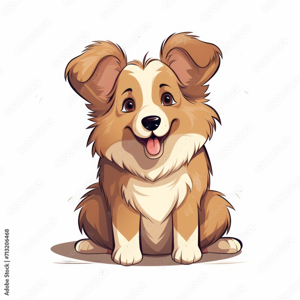 Shetland_Sheepdog_dog in kawaii style on white background Shetland_Sheepdog_dog in kawaii style on white background
