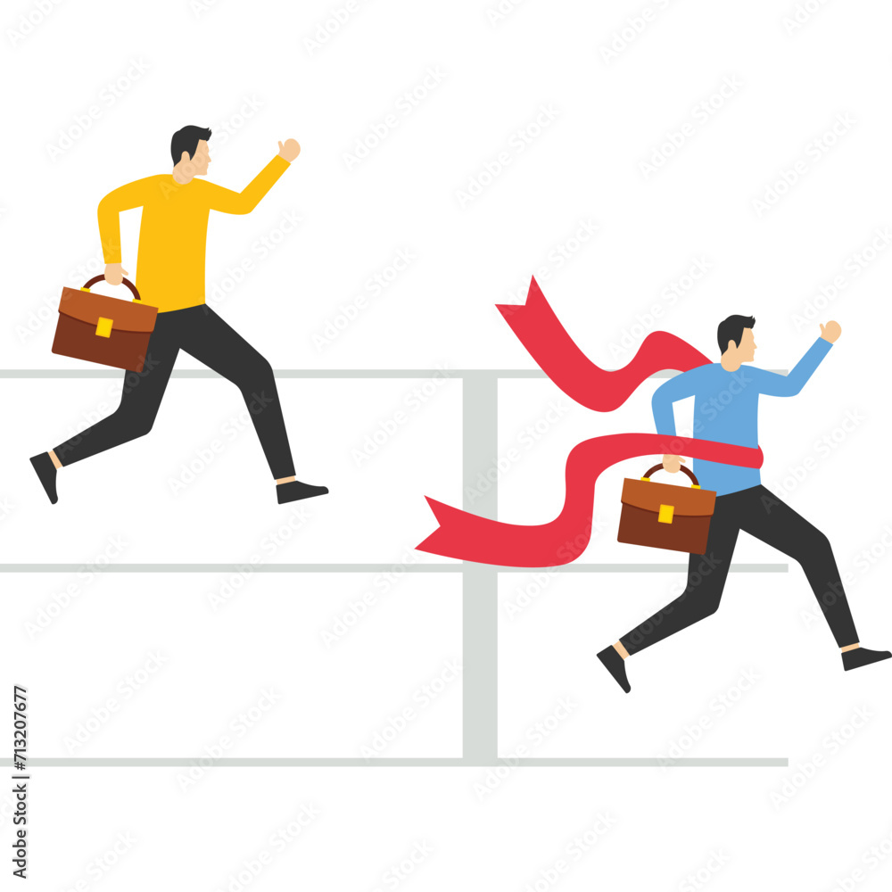 Businessman wins the race with competitor, Vector illustration in flat style
Businessman wins the race with competitor, Vector illustration in flat style