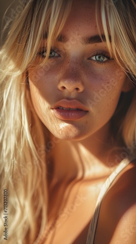 Portrait Photo of a beautiful blonde woman photo