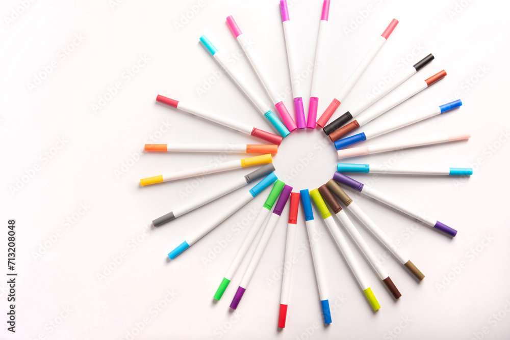 School supplies, Drawing material on white background, selective focus. School supplies, Drawing material on white background, selective focus.