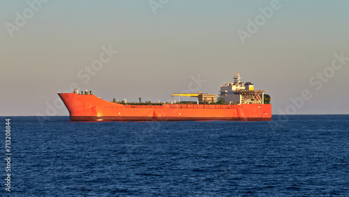 Picture of Fpso vessel - oil tanker in the blue calm sea on a sunny day with clear sky.