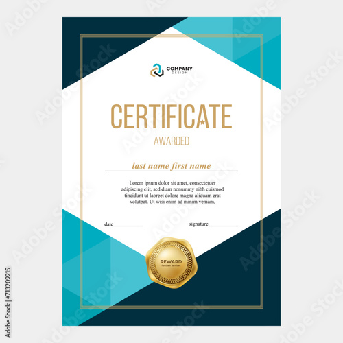 Design of the certificate, award diploma, modern geometric background, creative design, vector