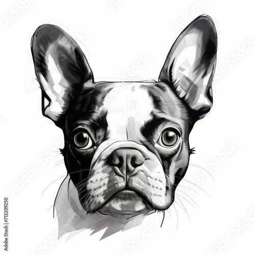 Boston_Terrier in line art style on white background © Marco