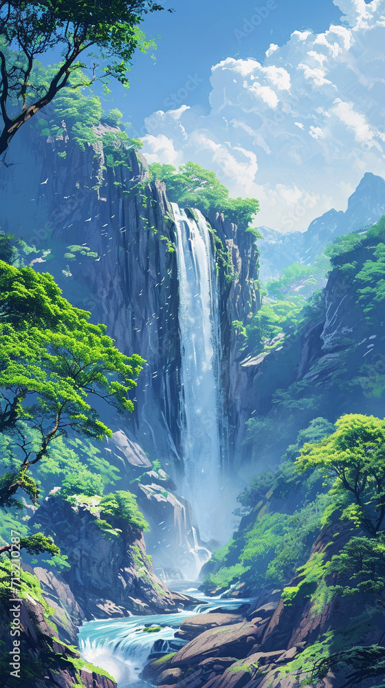 waterfall in the mountains