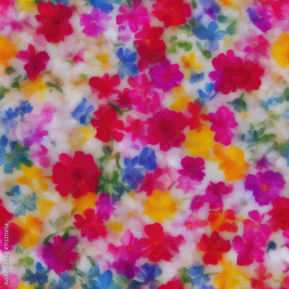 flowers. Abstract seamless pattern. AI generated.