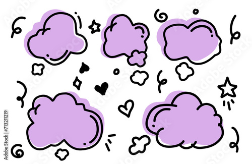 cloud icon set. Communication backdrop. Simple design. Ink illustration. Vector illustration. Stock image.