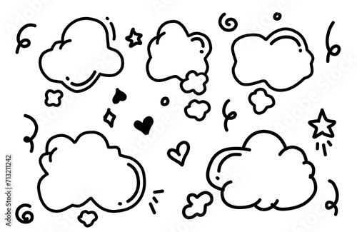 cloud icon set. Communication backdrop. Simple design. Ink illustration. Vector illustration. Stock image.