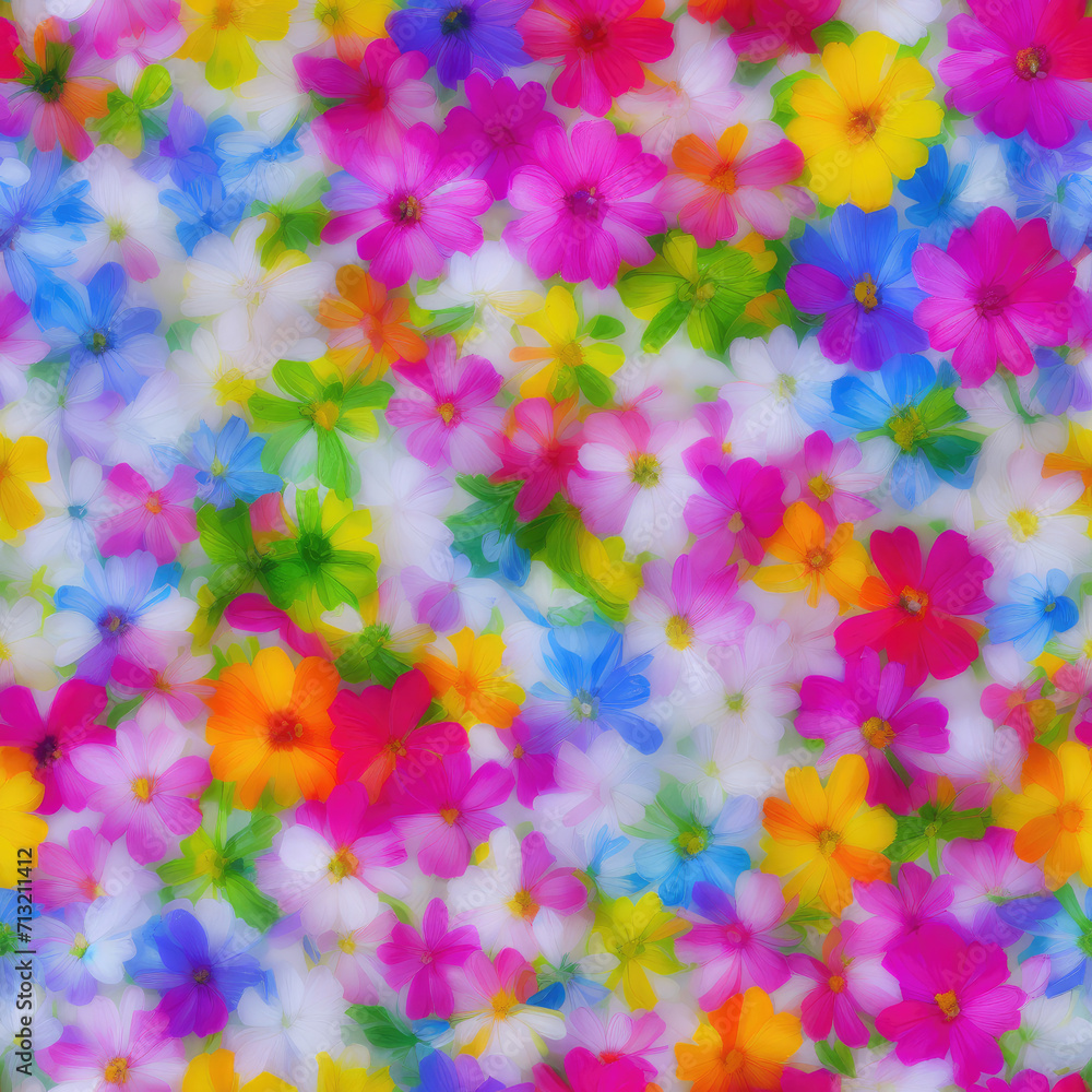 flowers. Abstract seamless pattern. AI generated.