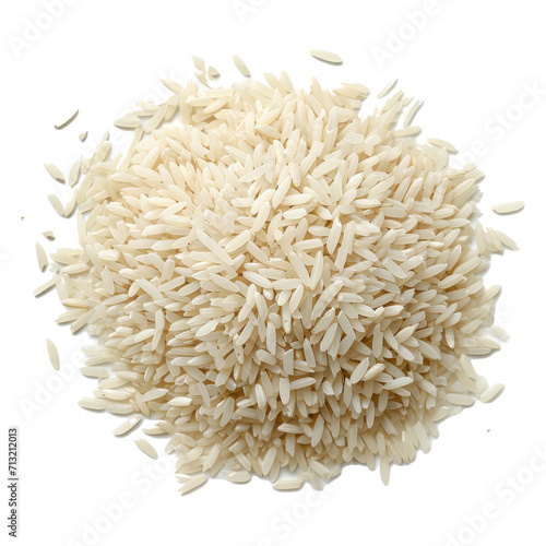 A pile of white uncooked rice grains, lying flat