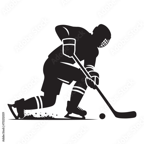 Power Play Elegance: Hockey Player Silhouette in an Artistic Display of Athletic Mastery - Hockey Illustration - Athlete Vector
