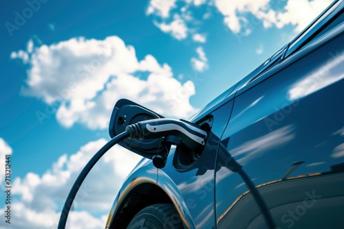  photo charging electric car at the electric gas station