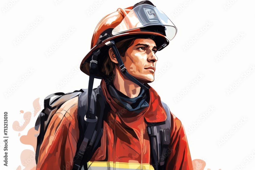 portrait of a firefighter wearing a helmet