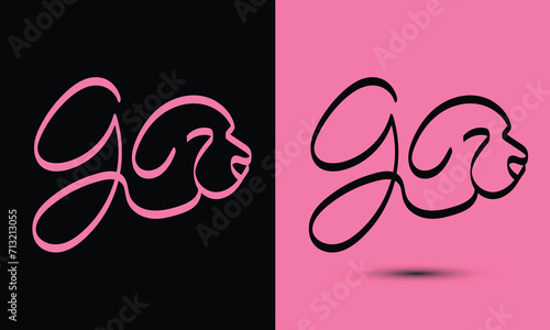 Initial letter g combine with dog head BLACK and PINK