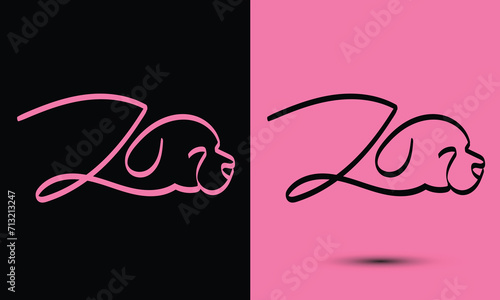 Initial letter Z combine with dog head BLACK and PINK