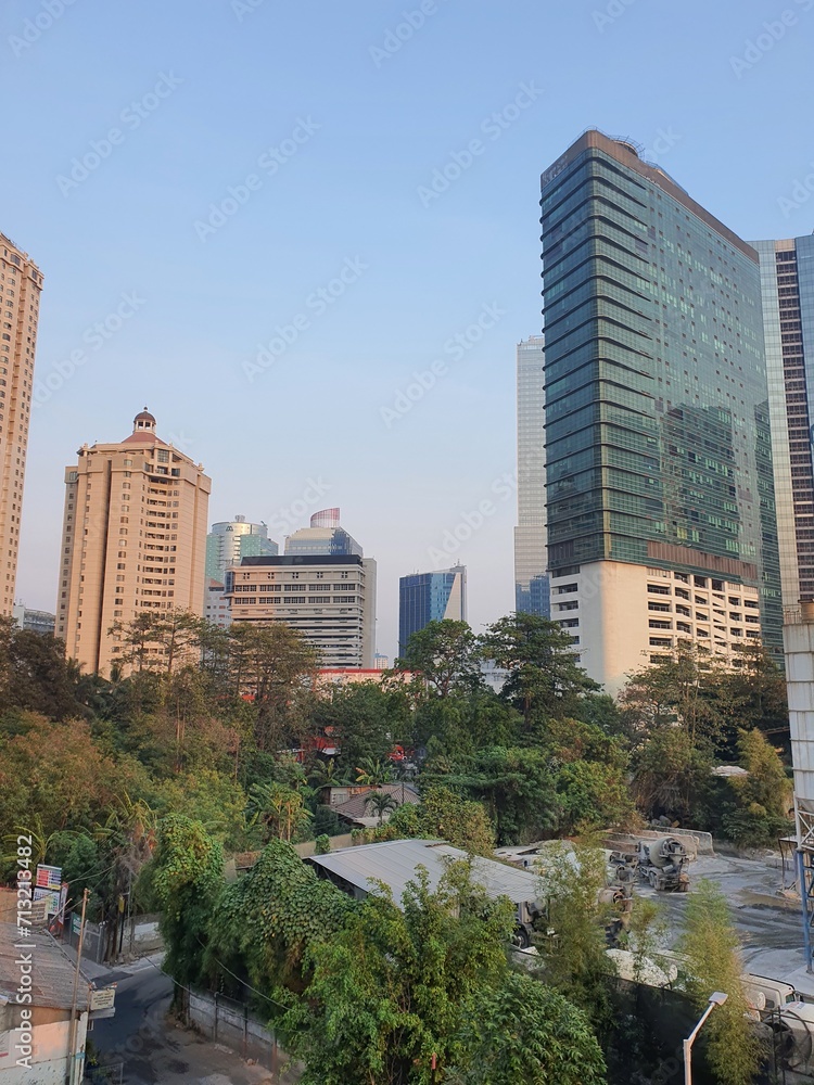 Fototapeta premium Jakarta, Indonesia – October 18, 2023: A cityscape view of Indonesia capital city Jakarta