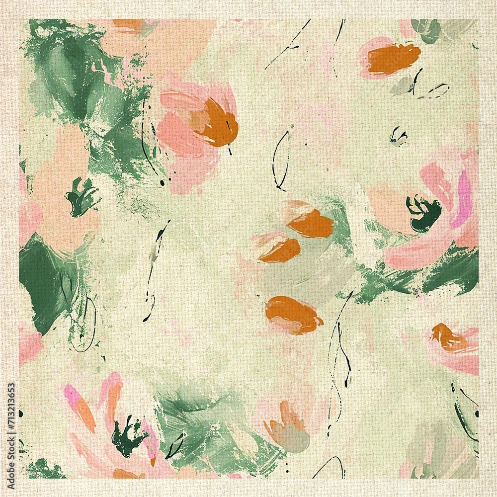 Vintage Floral Abstract Canvas Art Print