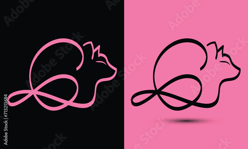 Initial letter G combine with cat head BLACK and PINK