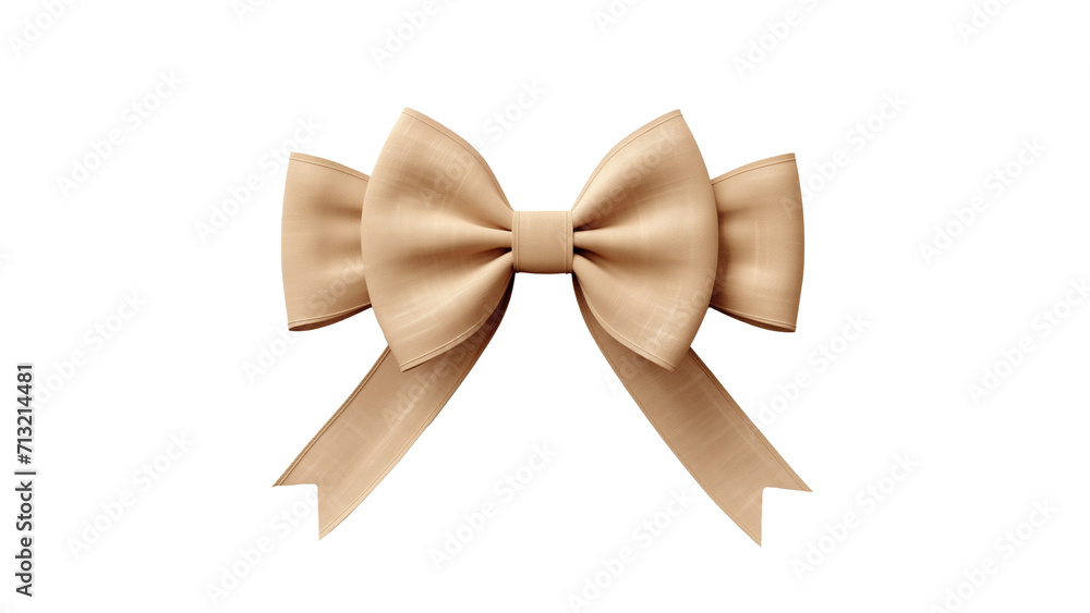 Fototapeta premium Sackcloth bow cut out. Brown sackcloth bow on transparent background