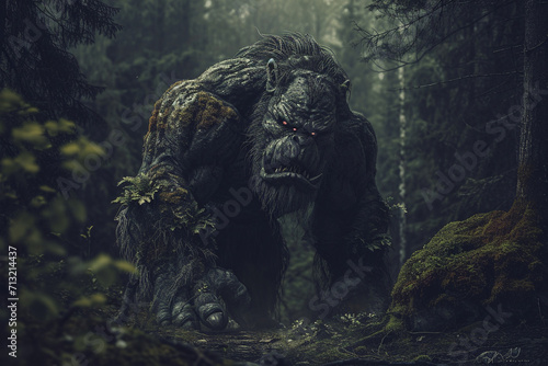 giant troll in dark forest