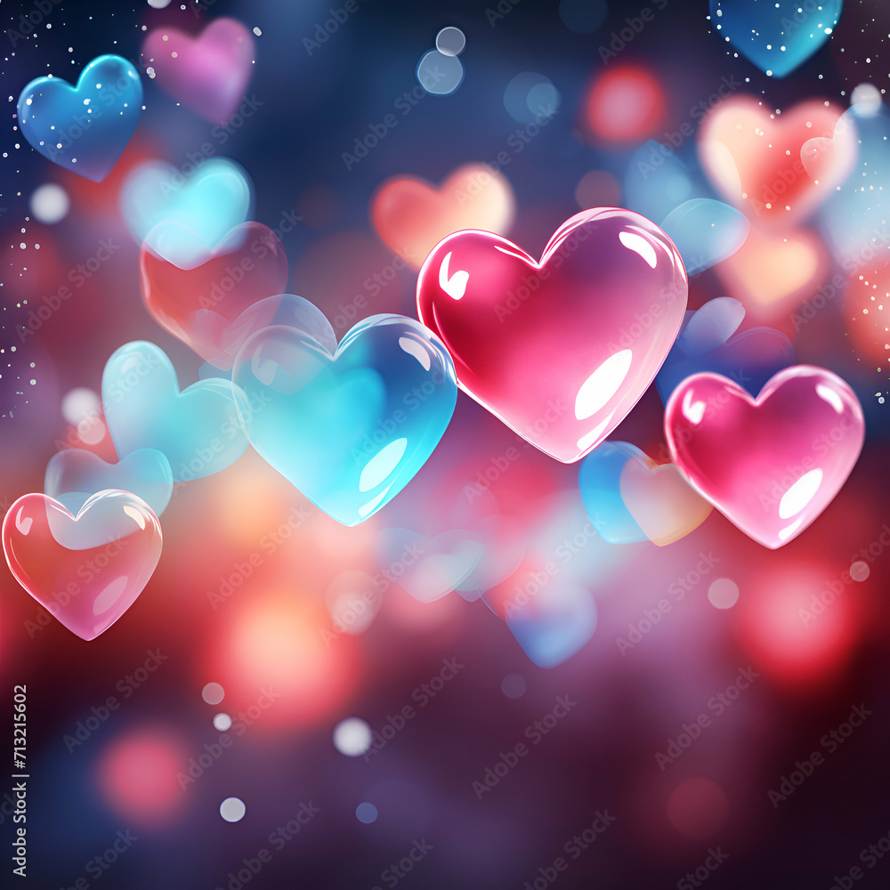 Valentine's day background with heart-shaped balloons and lights