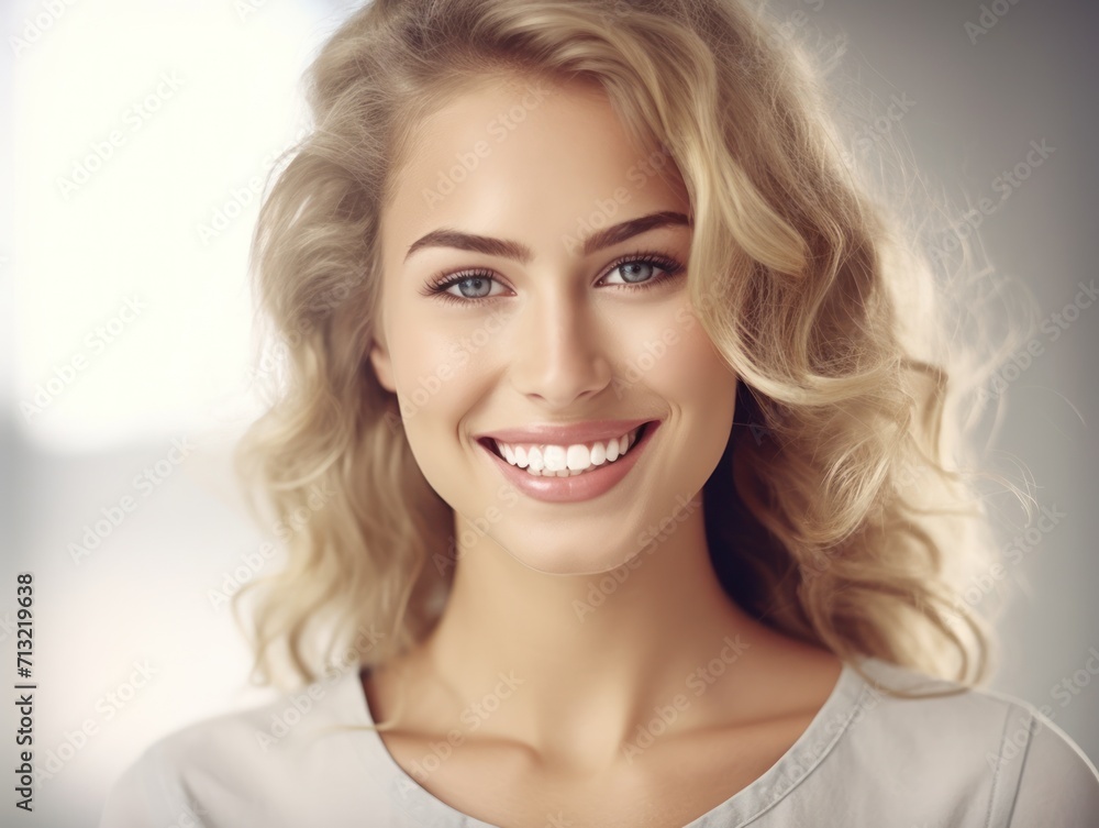 Beautiful wide smile of healthy woman, close up Beautiful wide smile of healthy woman, close up
