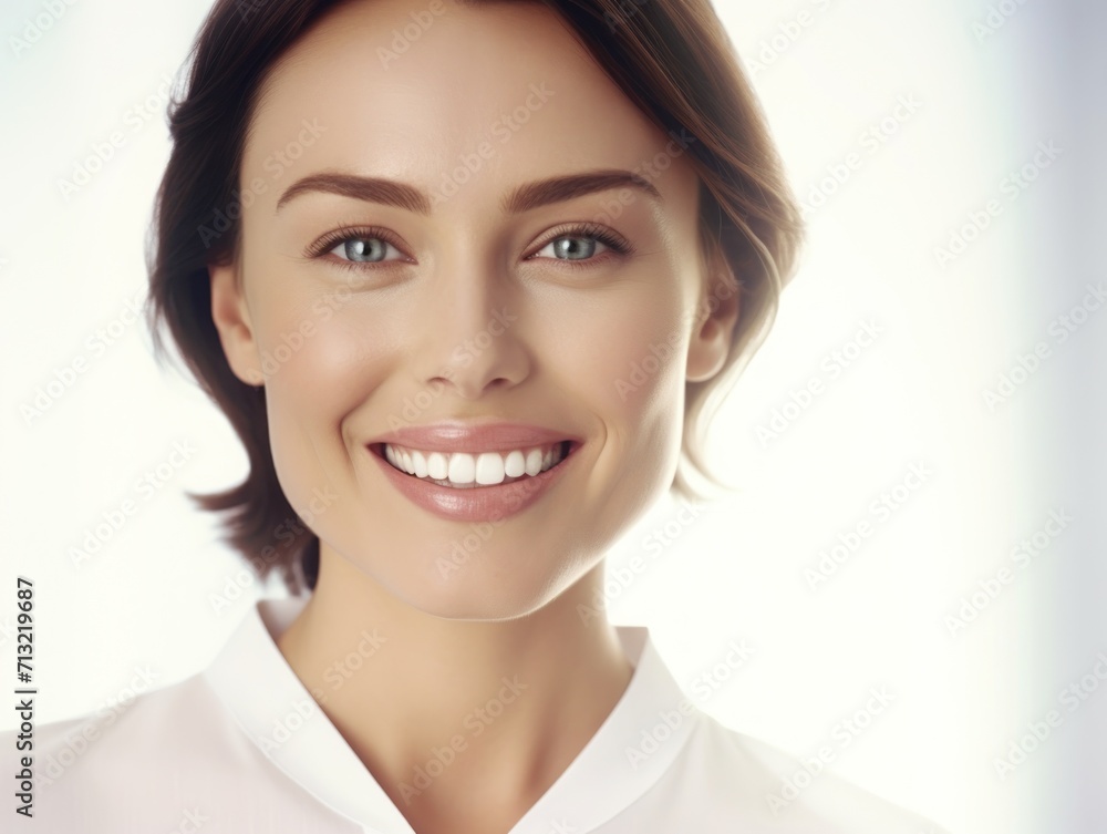 Beautiful wide smile of healthy woman, close up Beautiful wide smile of healthy woman, close up