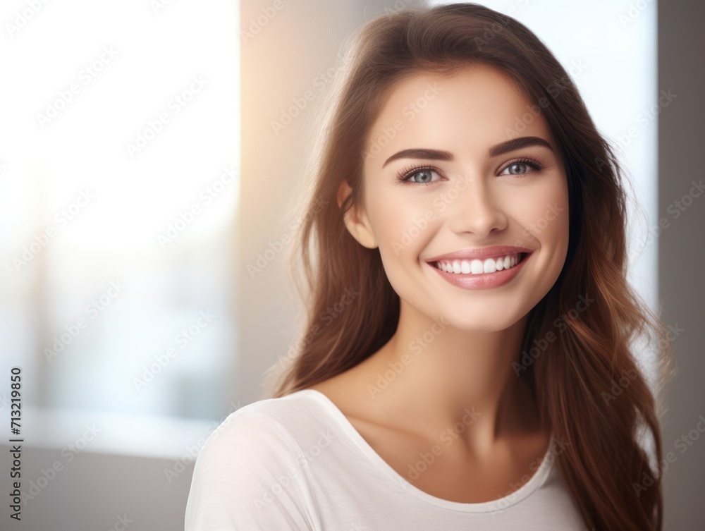 Beautiful wide smile of healthy woman, close up Beautiful wide smile of healthy woman, close up