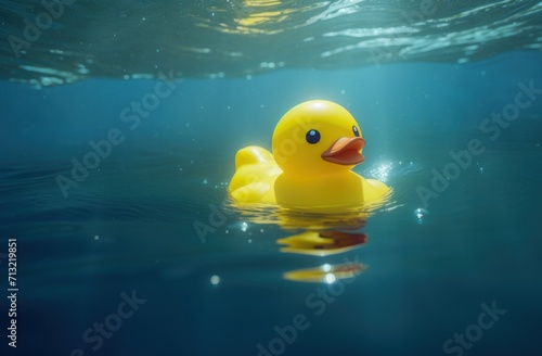 a rubber duck in the pool with some sun lights