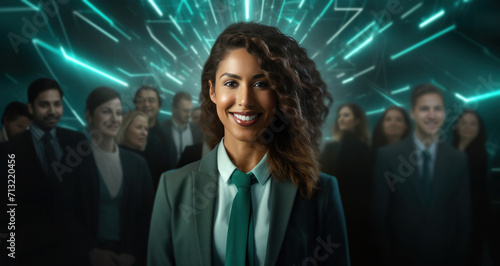 a business woman is in an office