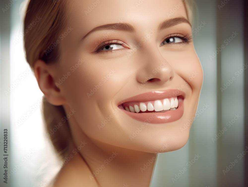 Obraz premium Beautiful smiling girl model with natural makeup