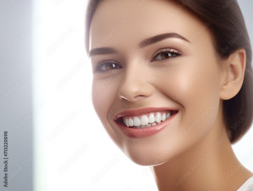 Obraz premium Beautiful smiling girl model with natural makeup