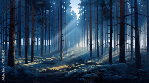 illustration design theme of trees at night