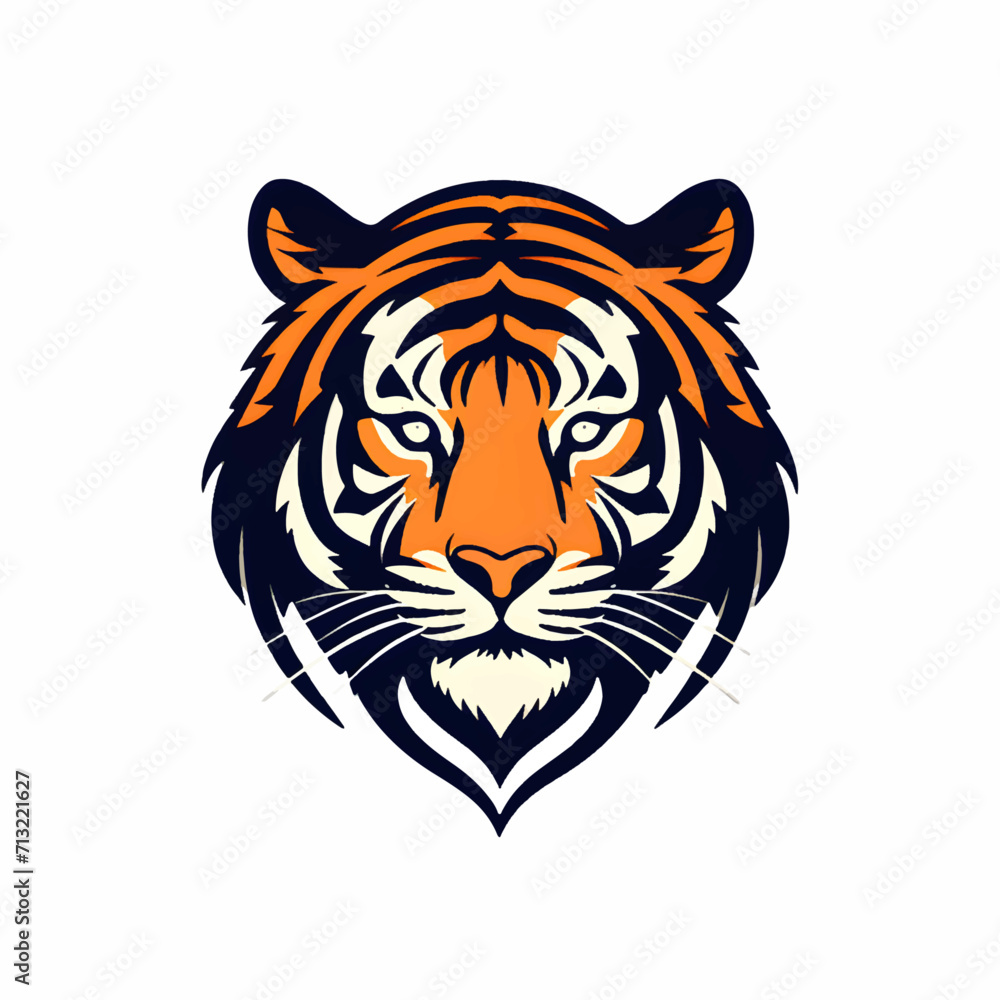Logo head of tiger in profile with a minimalist logo brown color elegant. Generative AI.
